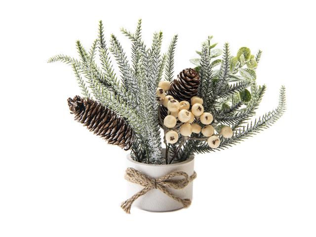 10" BERRY ARRANGEMENT WITH CEMENT BASE (WHITE)